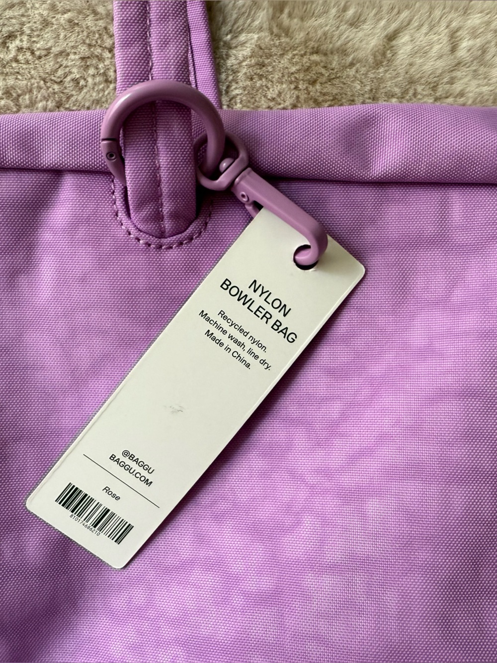 NWT BAGGU Nylon Bowler Bag Rose - Picture 6 of 13